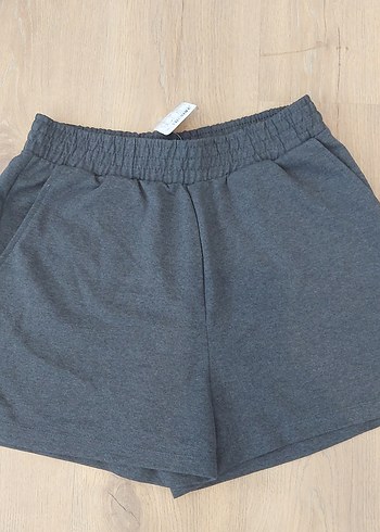 Gri Pamuklu Mini Spor Şort