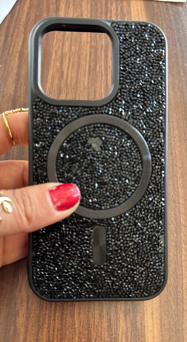 İPhone 15 Pro Boncuklu Siyah Bohem Telefon Kılıfı - Görsel 3