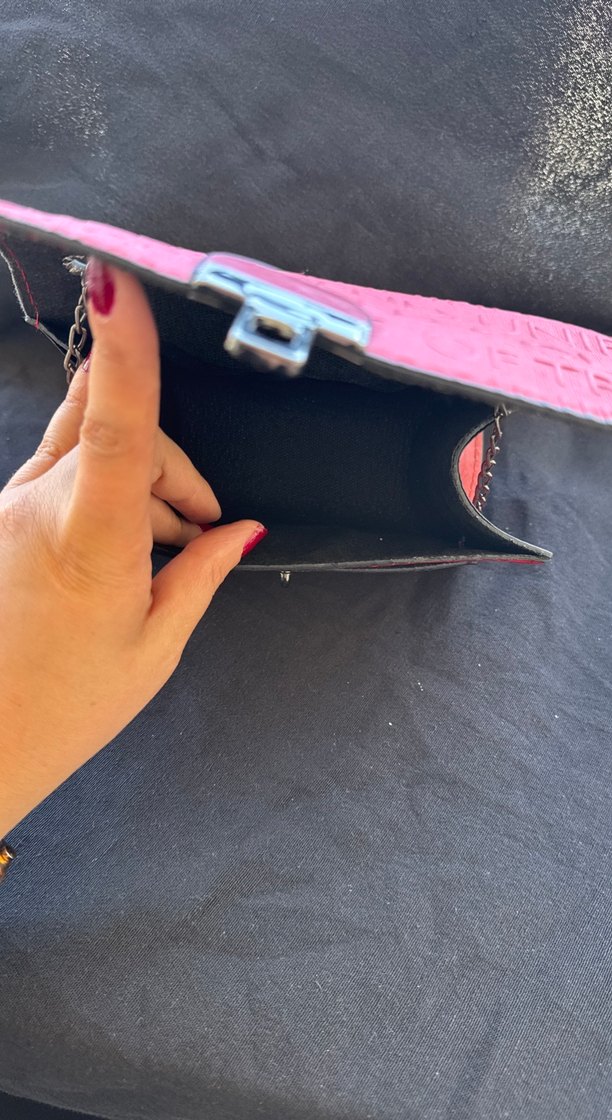 Zincir Detaylı Kırmızı Deri Kadın Çanta - Görsel 5