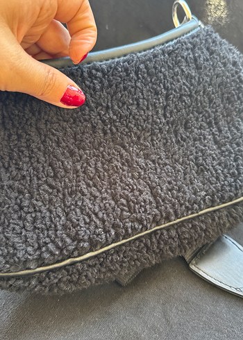 Gri Peluş Kadın Omuz Çantası - Görsel 6