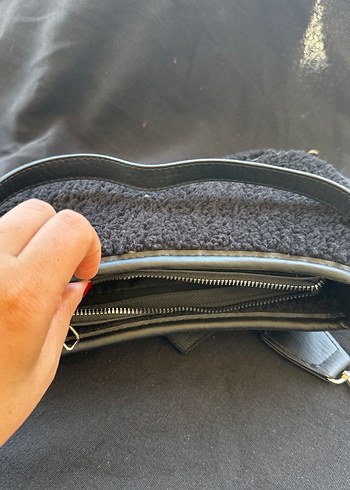 Gri Peluş Kadın Omuz Çantası - Görsel 5