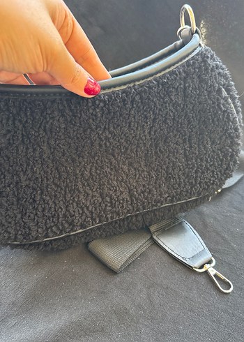 Gri Peluş Kadın Omuz Çantası - Görsel 7