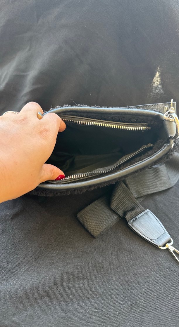 Gri Peluş Kadın Omuz Çantası - Görsel 4