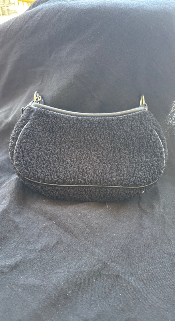 Gri Peluş Kadın Omuz Çantası - Görsel 2