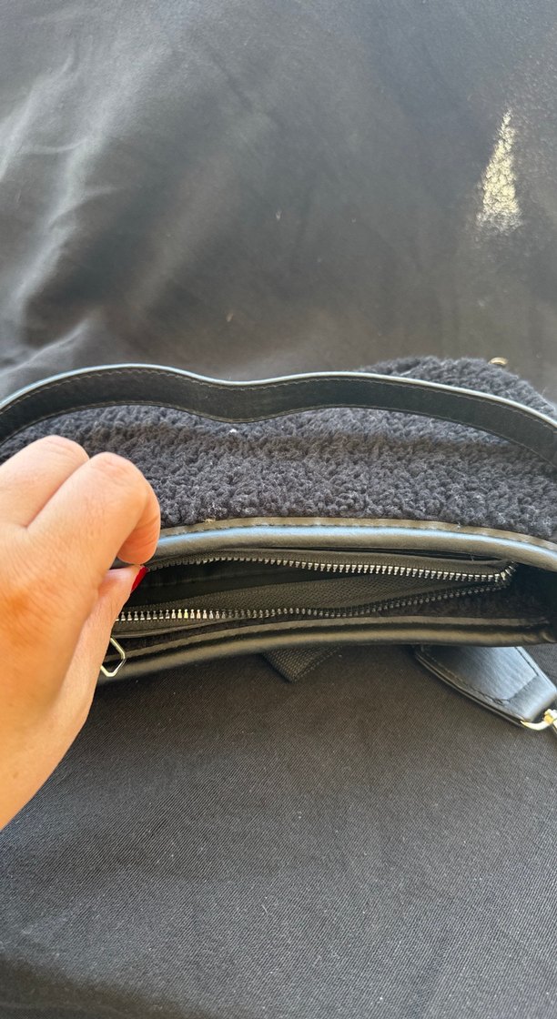 Gri Peluş Kadın Omuz Çantası - Görsel 5