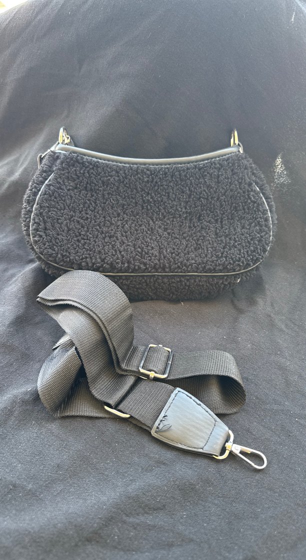 Gri Peluş Kadın Omuz Çantası - Görsel 3