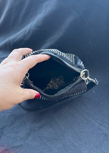 Siyah Deri Leopar Desenli Kadın Çanta - Görsel 6