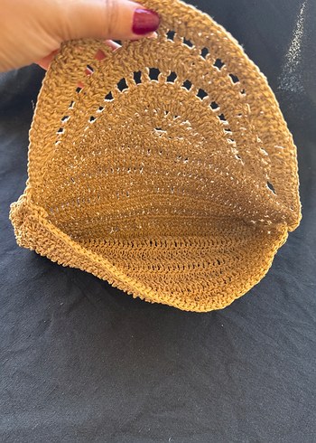 Kahverengi Örgü Bohem Kadın Clutch Çanta - Görsel 4