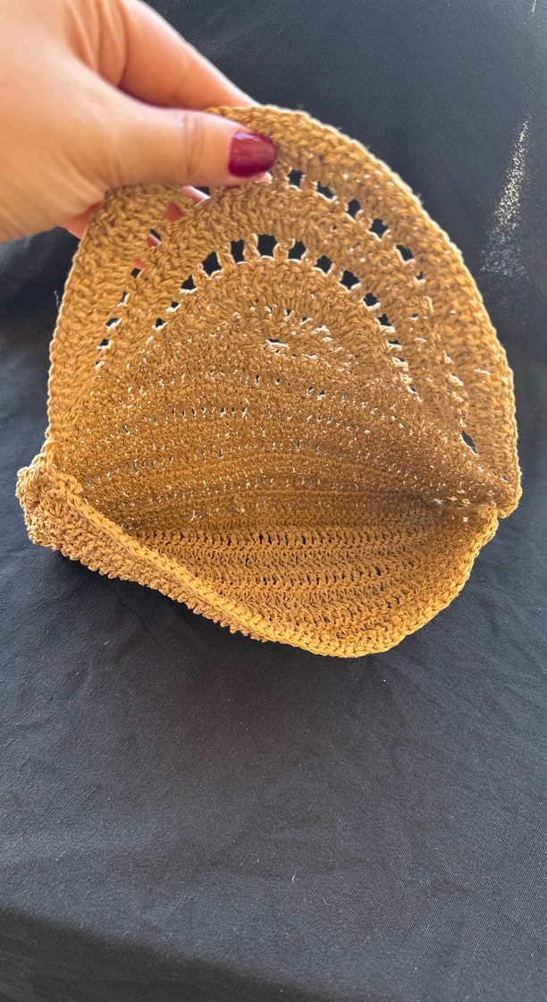 Kahverengi Örgü Bohem Kadın Clutch Çanta - Görsel 4