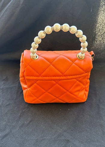 Boncuklu Turuncu Deri Kadın Çanta - Görsel 2