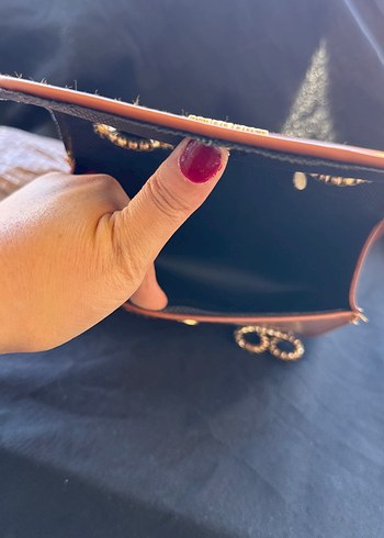 Zincir Detaylı Kahverengi Deri Kadın Çanta - Görsel 4