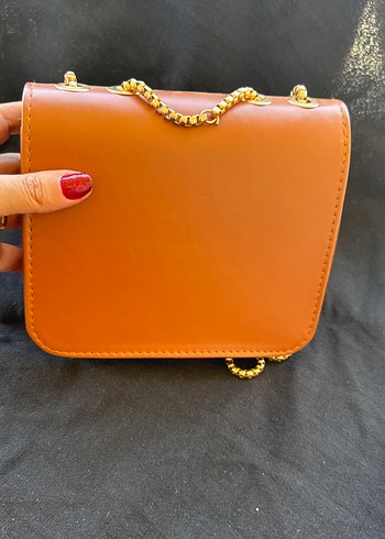 Zincir Detaylı Kahverengi Deri Kadın Çanta - Görsel 2