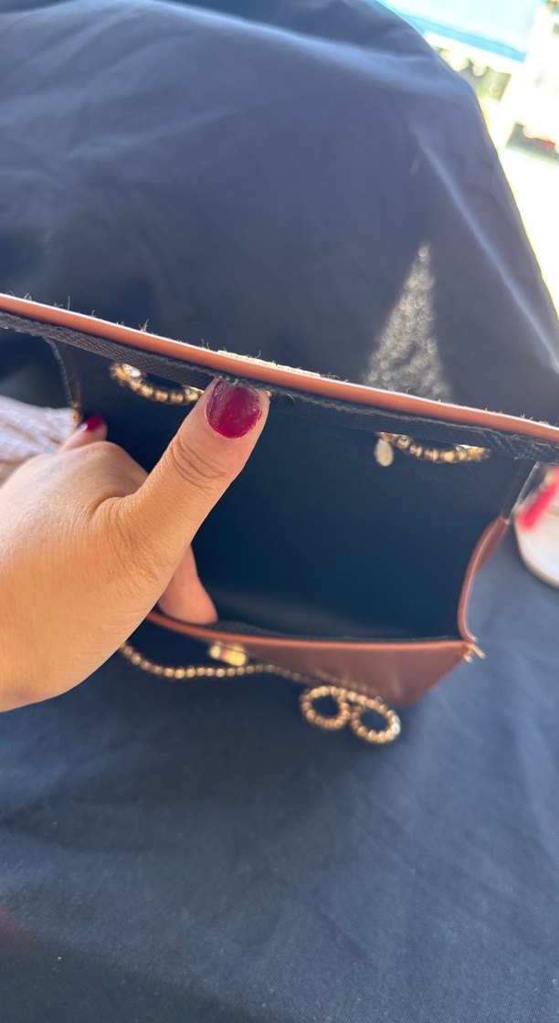 Zincir Detaylı Kahverengi Deri Kadın Çanta - Görsel 3