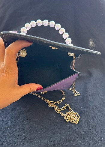 İnci Detaylı Mor Kadın Çanta - Görsel 4