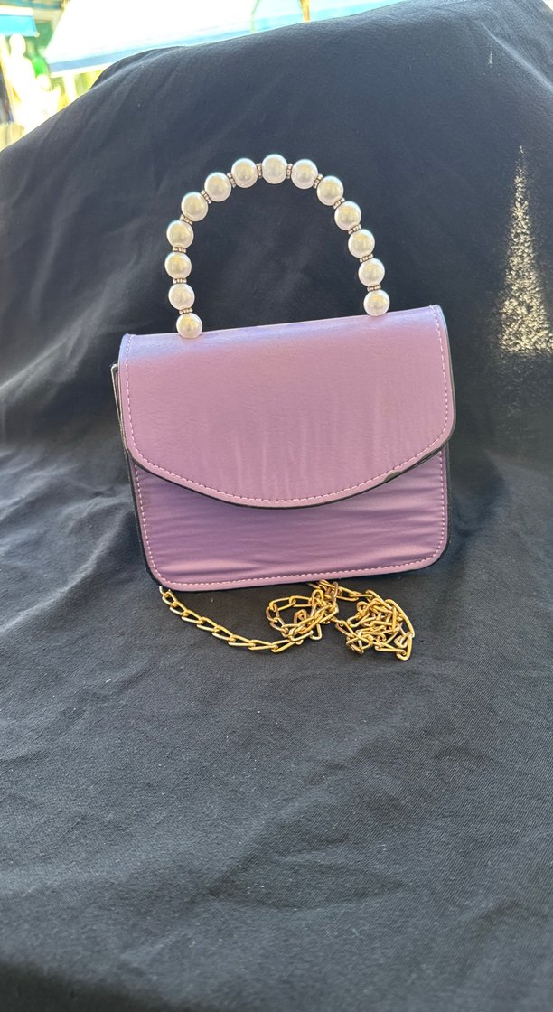 İnci Detaylı Mor Kadın Çanta - Görsel 3