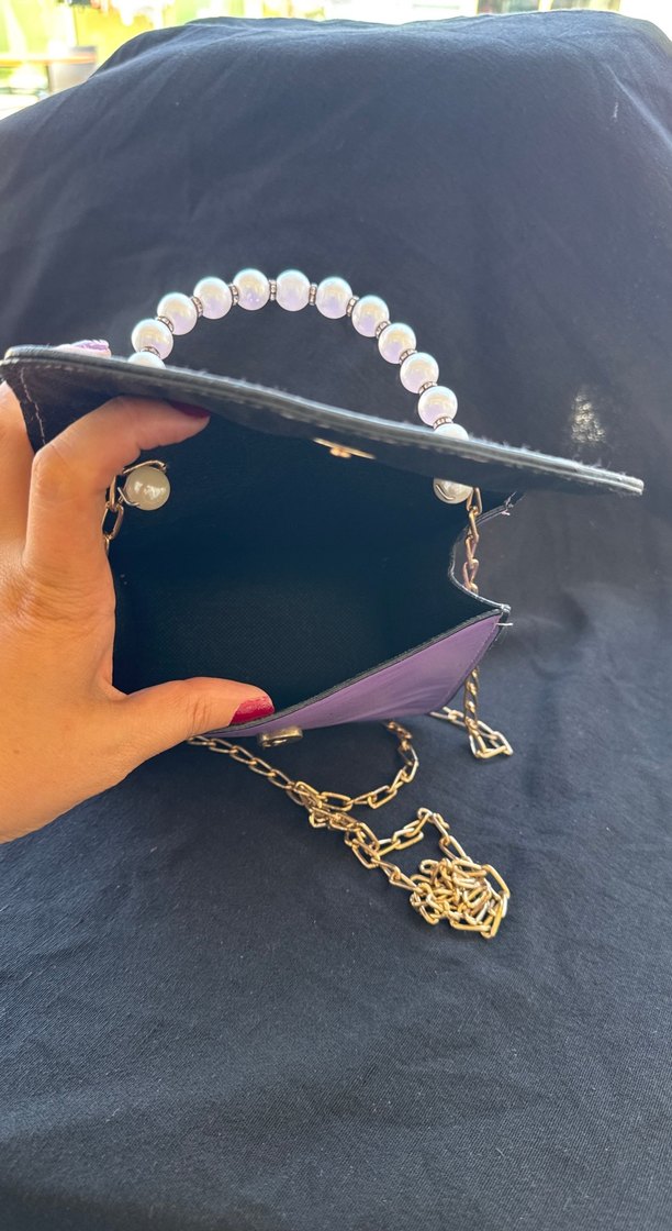 İnci Detaylı Mor Kadın Çanta - Görsel 4