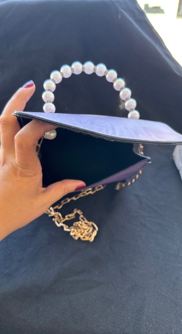 İnci Detaylı Mor Kadın Çanta - Görsel 5