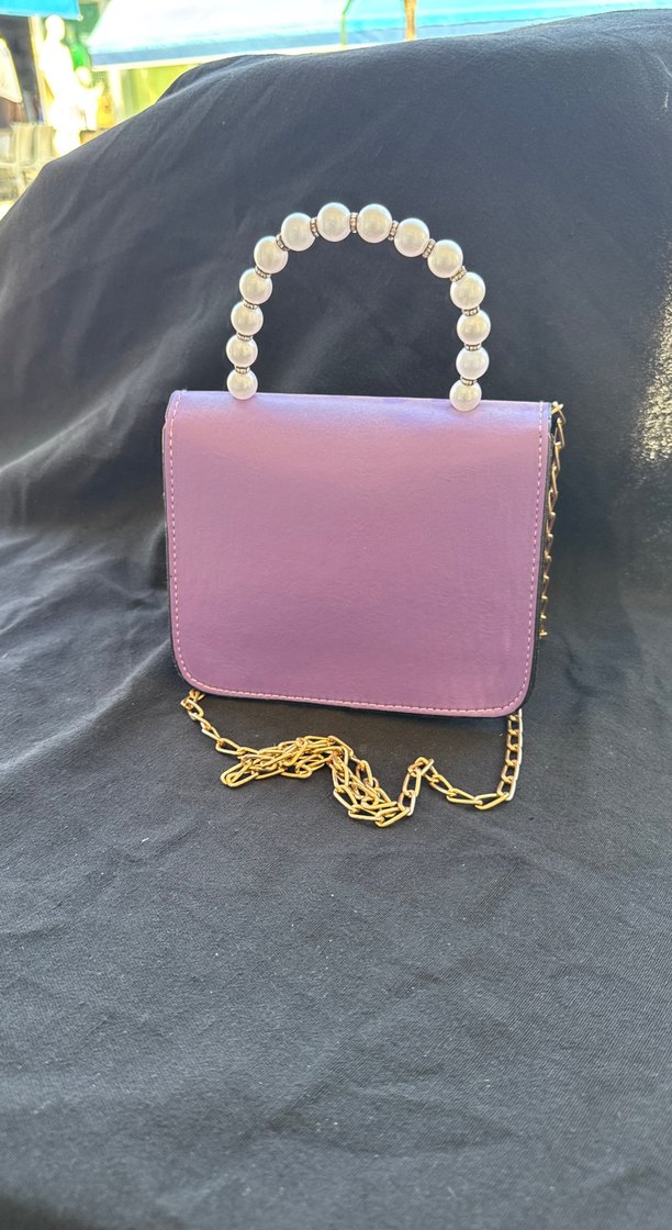 İnci Detaylı Mor Kadın Çanta - Görsel 2