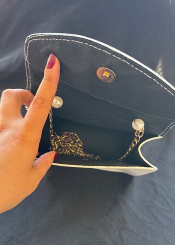 İnci Detaylı Beyaz Deri Kadın Çanta - Görsel 5