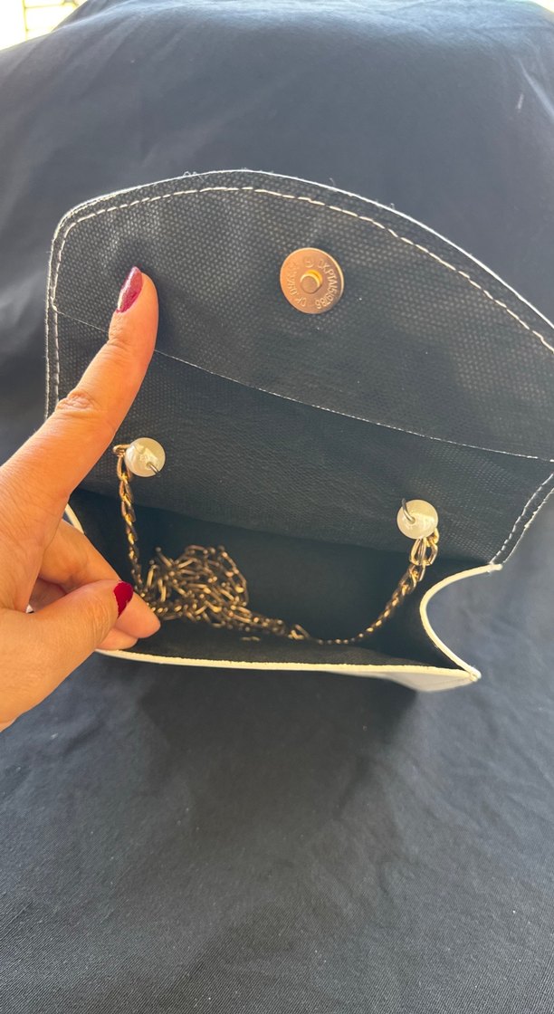 İnci Detaylı Beyaz Deri Kadın Çanta - Görsel 4