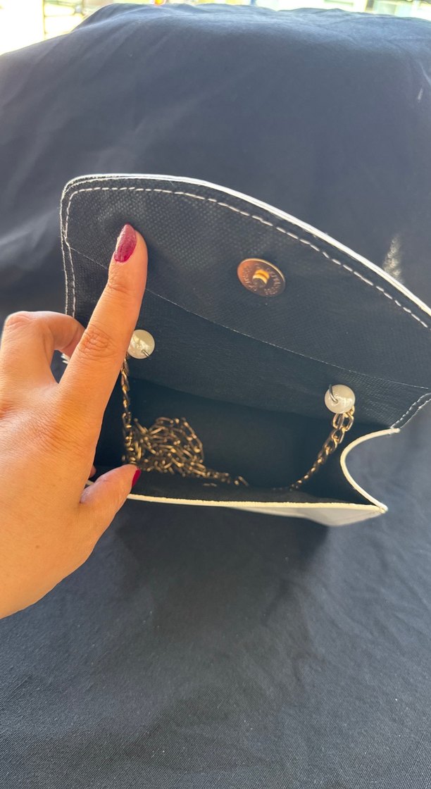 İnci Detaylı Beyaz Deri Kadın Çanta - Görsel 5