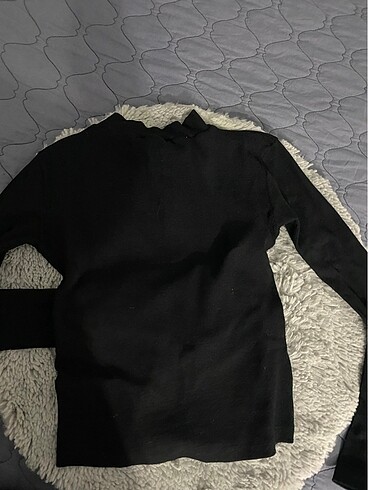 s Beden siyah Renk Siyah Fermuar Detaylı Örme Bluz