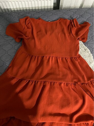 36 Beden turuncu Renk Kiremit Basic Elbise