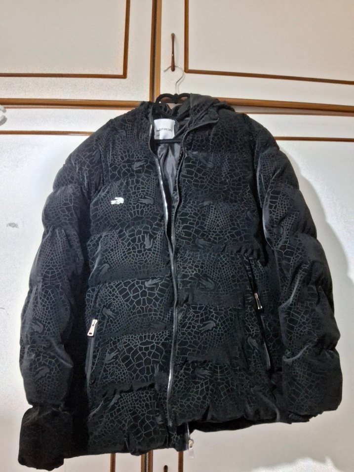 Siyah Timsah Desenli Fermuarlı Kışlık Mont - Görsel 2