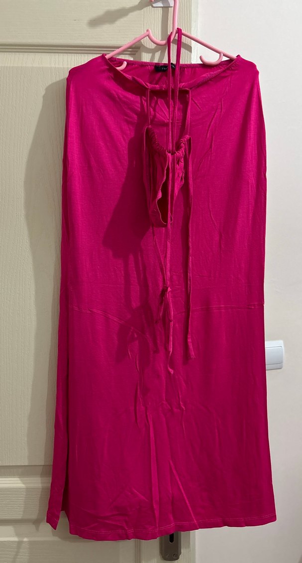 Pembe Uzun Askılı V Yaka Salaş Emzirme Sabahlığı - Görsel 2