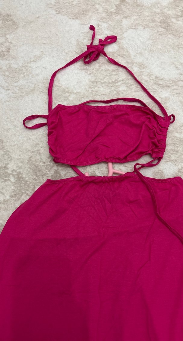 Pembe Uzun Askılı V Yaka Salaş Emzirme Sabahlığı - Görsel 3