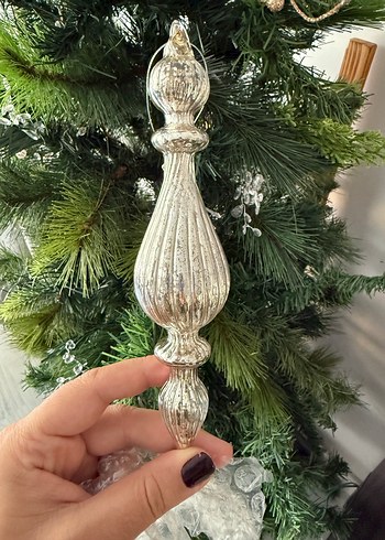 Bej Renkli Rustik Cam Yılbaşı Ağacı Süsü