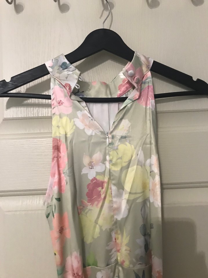 Gri Pastel Desenli Uzun Bohem Elbise - Görsel 3