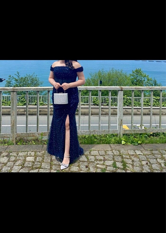 Lacivert abiye elbise - Görsel 2