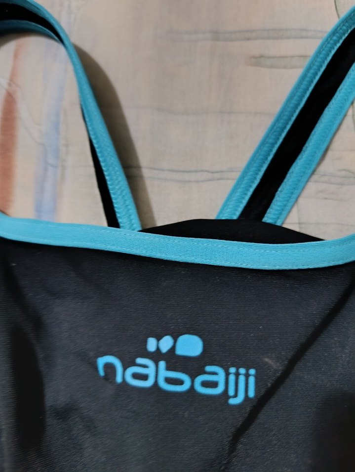 Mavi Kenarlı Siyah Kadın Mayo - Görsel 3