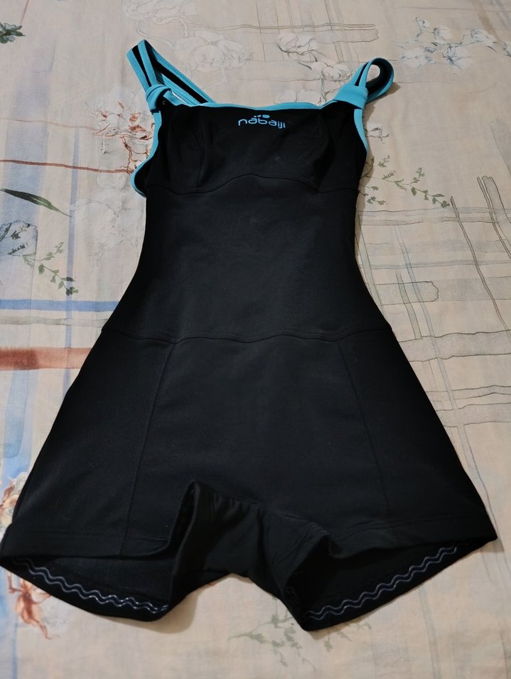 Mavi Kenarlı Siyah Kadın Mayo - Görsel 2