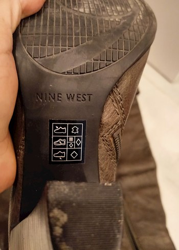 38 Beden kahverengi Renk Nine West Deri Dizüstü Topuklu Botlar