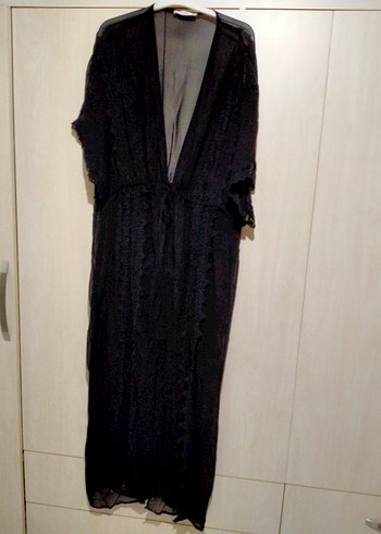 Siyah dantelli plaj elbisesiUzun Dökümlü Kadın Elbise - Görsel 8