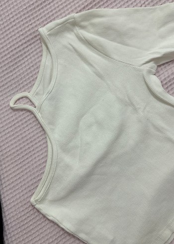 Beyaz Pamuklu Kadın tek Uzun Kollu Tişört - Görsel 2