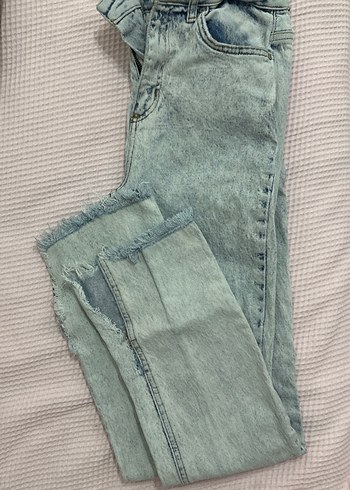 Yırtmaç detaylı fit Mavi Kadın Kot Pantolon - Görsel 5