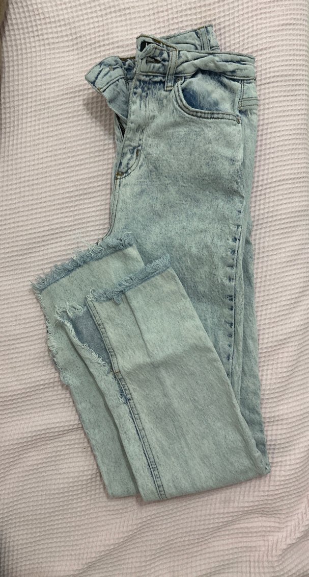 Yırtmaç detaylı fit Mavi Kadın Kot Pantolon - Görsel 5