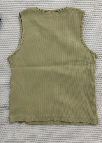 Kolsuz Basic top crop sıfır kol Bej - Görsel 2