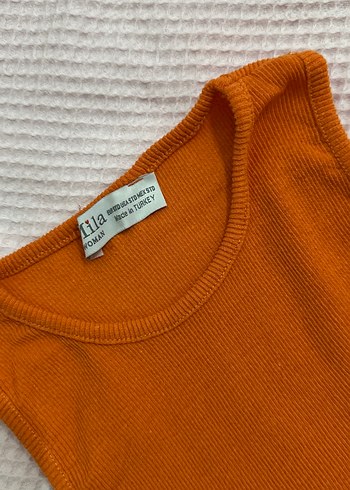 Turuncu Kadın Triko Atlet - Görsel 2