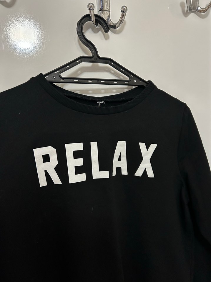 Siyah Relax Baskılı kiz cocuk Sweatshirt - Görsel 2