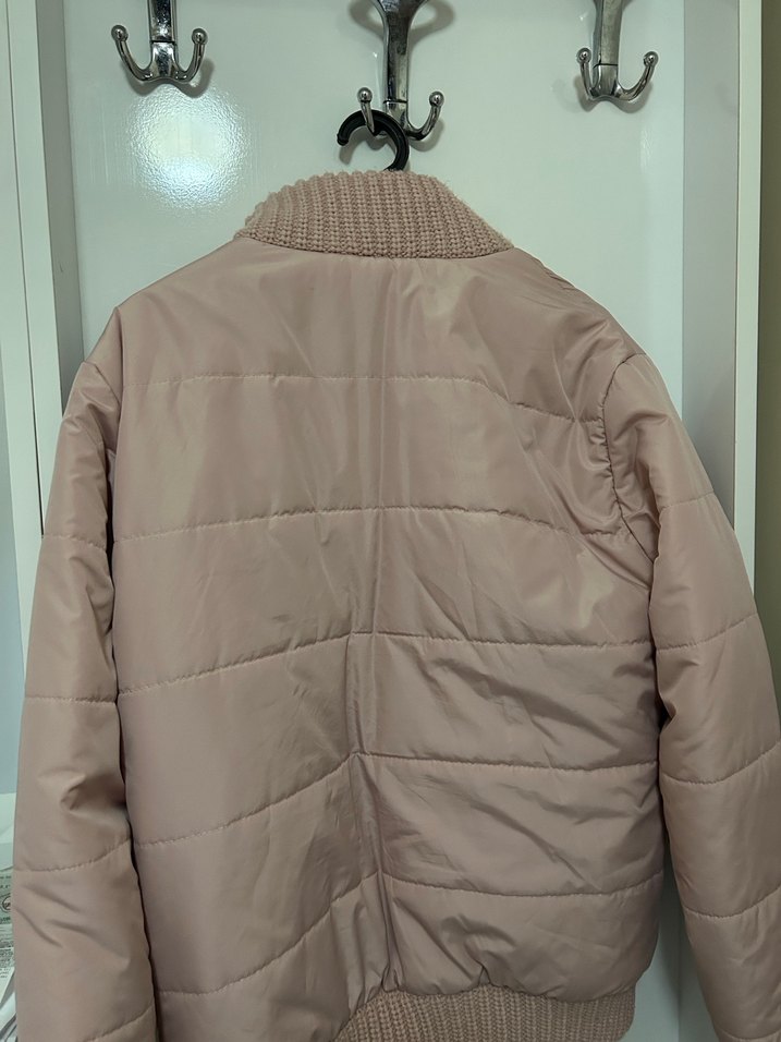 amerikan vintage 90s kadin pudra rengi mont - Görsel 4