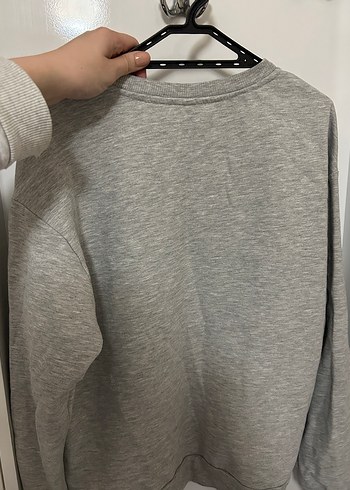 Gri Uzun Kollu Baskılı Kadın Sweatshirt - Görsel 4