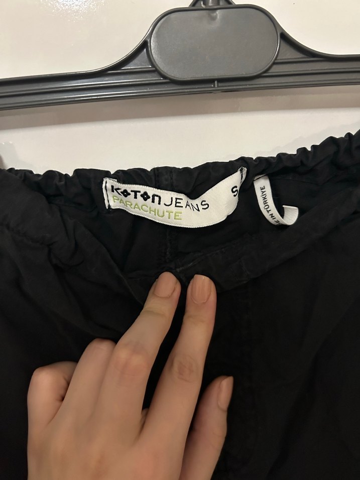 Kadın siyah parasut kumaş pantolon - Görsel 5