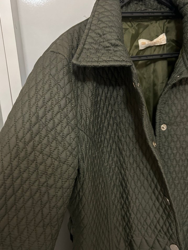 Düğmeli Uzun haki yesil Kadın Ceket - Görsel 3