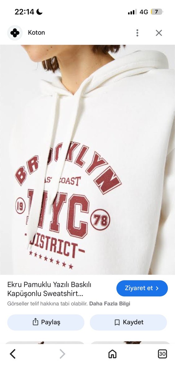 Brooklyn NYC Baskılı Beyaz Sweatshirt - Görsel 2