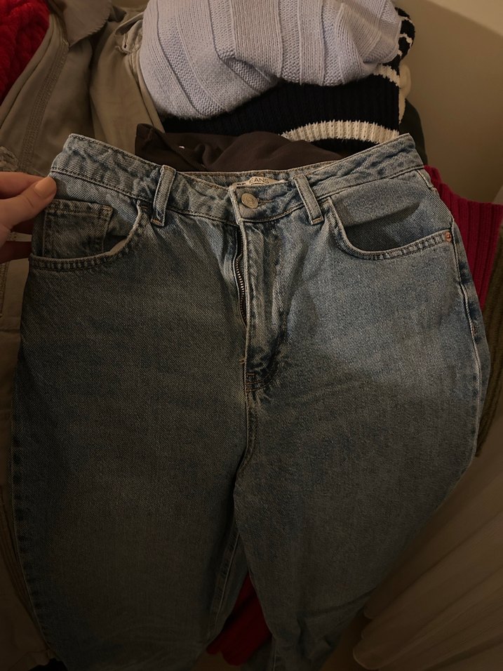 mavi Bol Kesim Kot Pantolon - Görsel 2