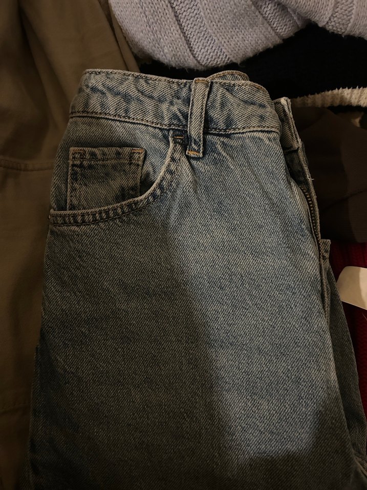 mavi Bol Kesim Kot Pantolon - Görsel 4